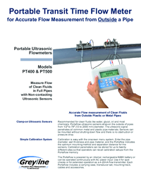 Thumbnail of document Brochure - PT500 Portable Transit Time Flow Meter